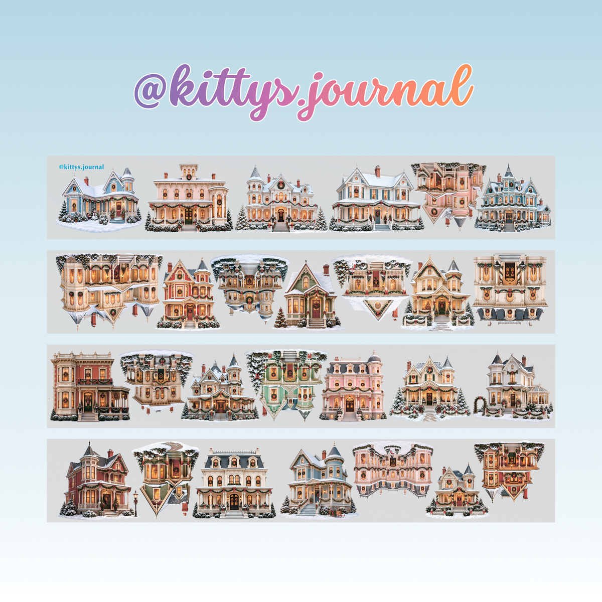 Kittys Journal Victorian Winter Houses PET Tape 10cm x 2.5m