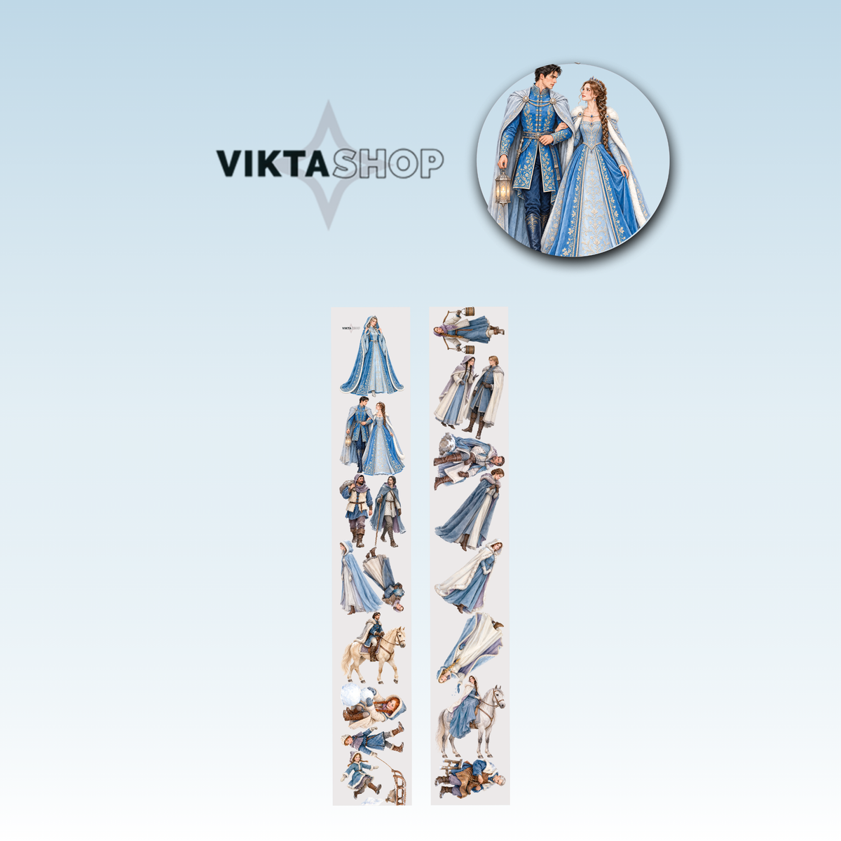 Viktashop Winter Medieval Characters PET Tape 9cm x 1.25m