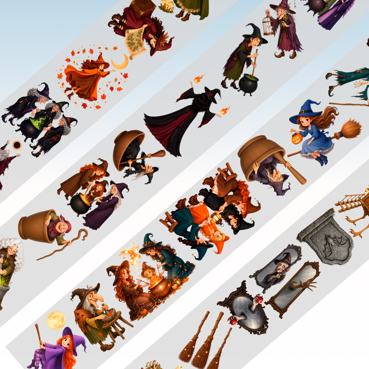 Viktashop Cartoon Witches PET Tape 8cm x 2.5m
