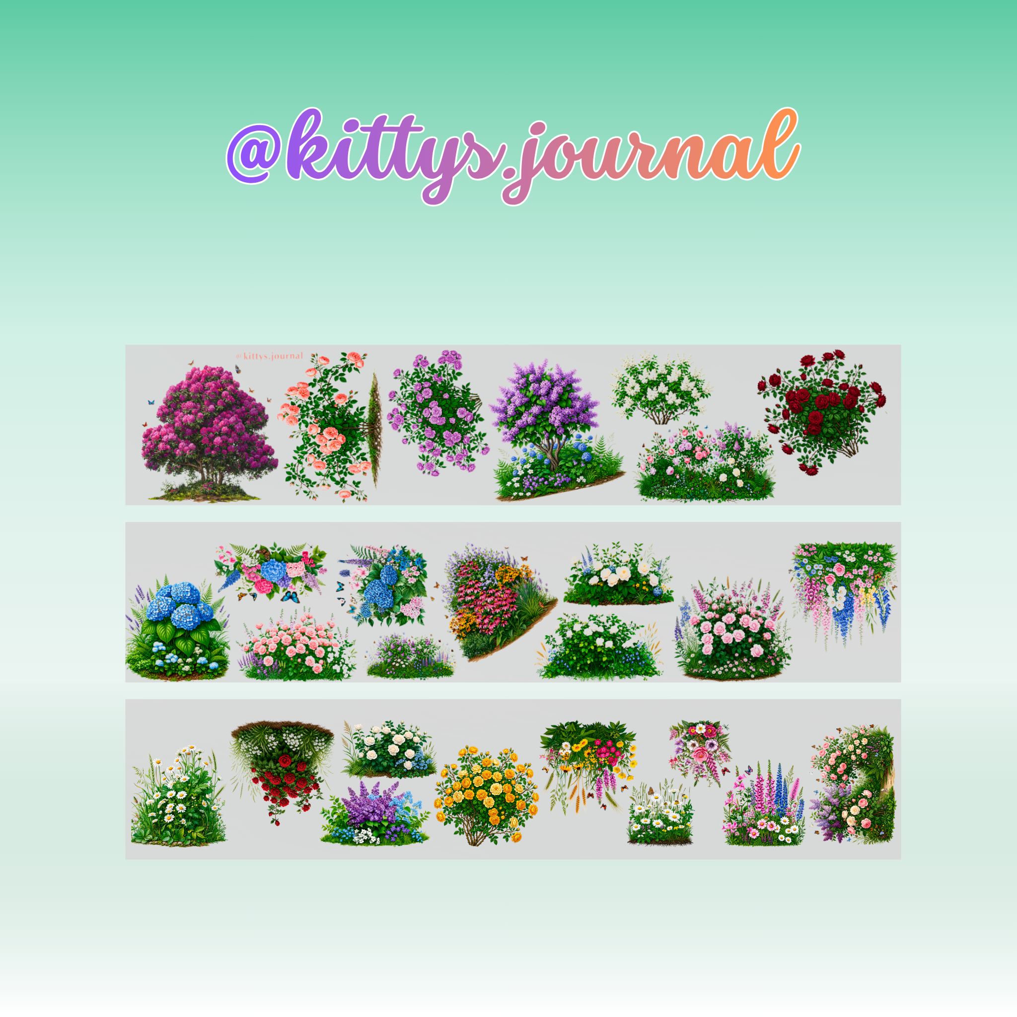 Kittys Journal Woodland Flowers PET Tape 8cm x 1.25m