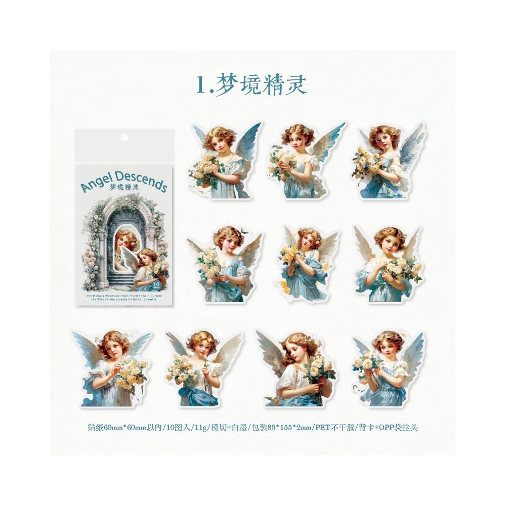 Angels Series PET Stickers 10 Sheets 6 Styles - ViktaShop