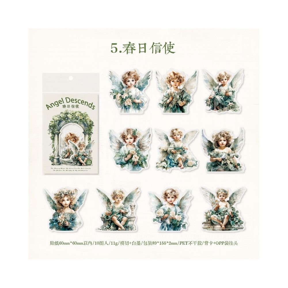 Angels Series PET Stickers 10 Sheets 6 Styles - ViktaShop