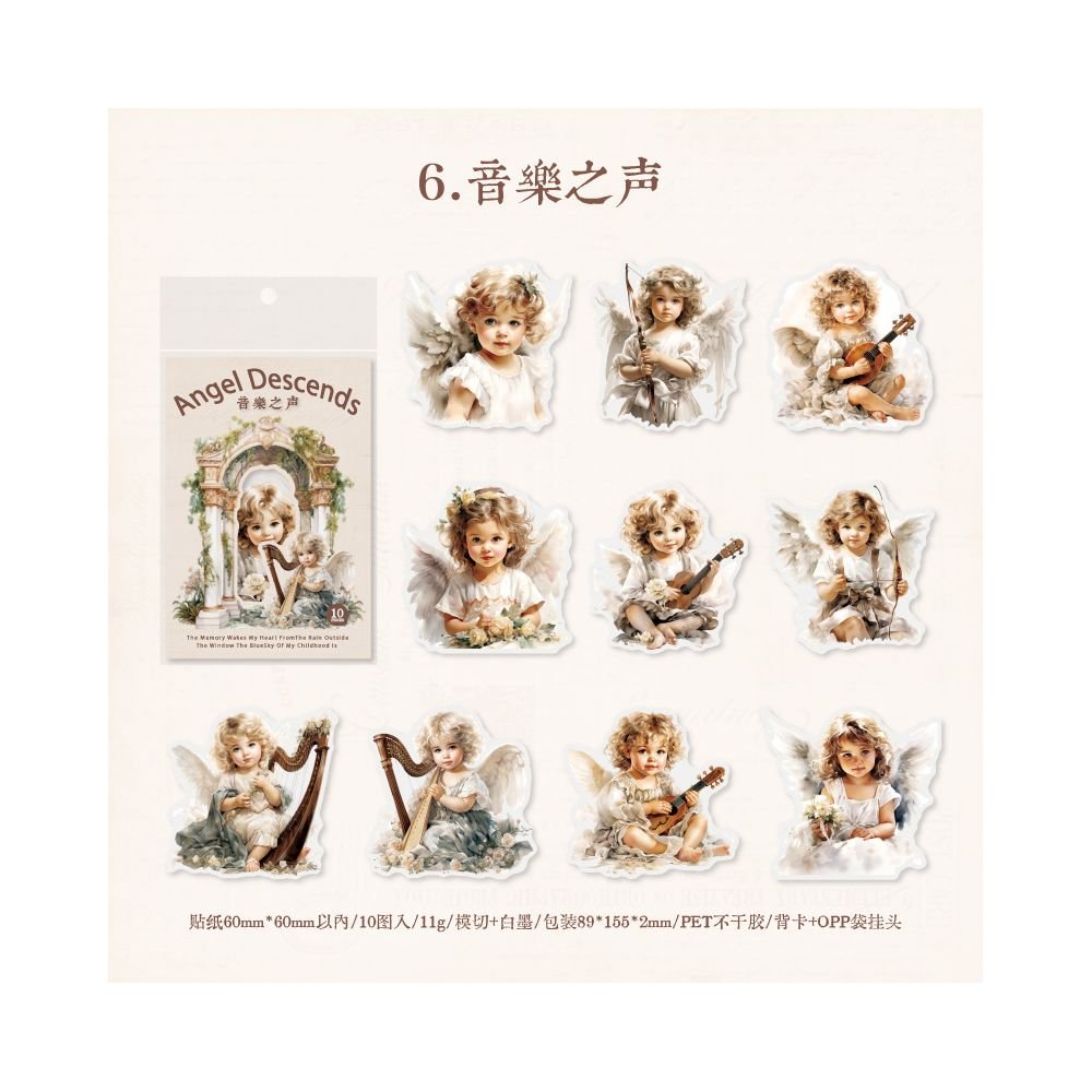 Angels Series PET Stickers 10 Sheets 6 Styles - ViktaShop