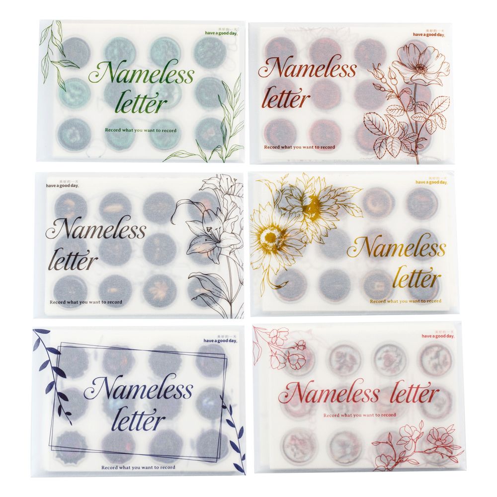 Anonymous Letter Series Sealing Wax Epoxy Stickers 15 sheets 6 Styles - ViktaShop