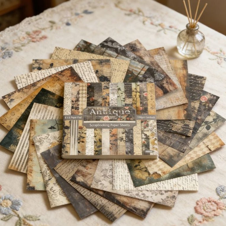 Antiques vintage material paper 24 Pcs 15cm x 15cm - ViktaShop