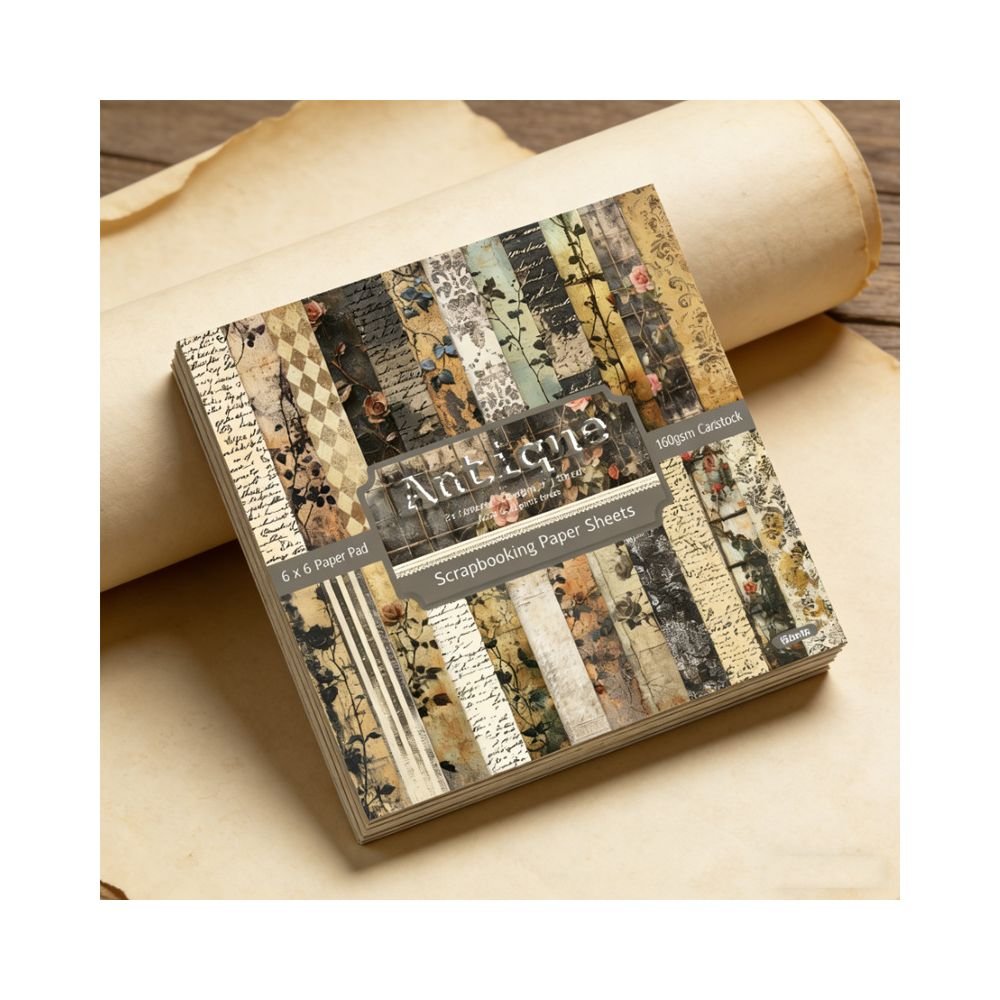 Antiques vintage material paper 24 Pcs 15cm x 15cm - ViktaShop