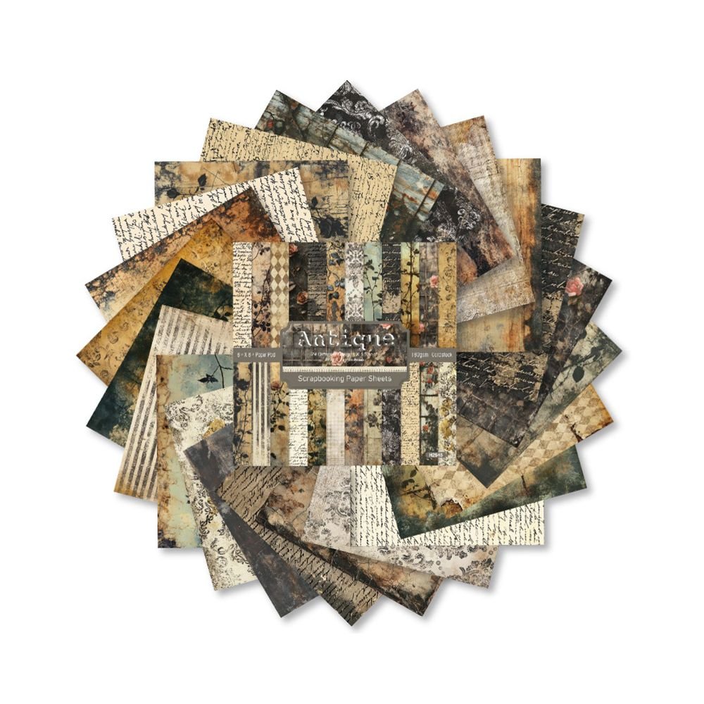 Antiques vintage material paper 24 Pcs 15cm x 15cm - ViktaShop