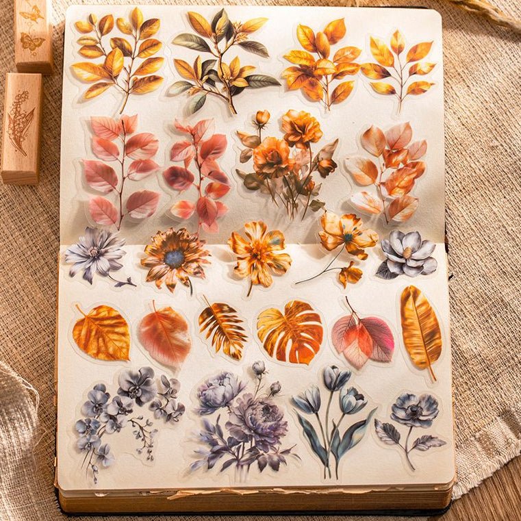 Artistic Floral Shadow Series PET Stickers 6 Styles 15 Pcs - ViktaShop