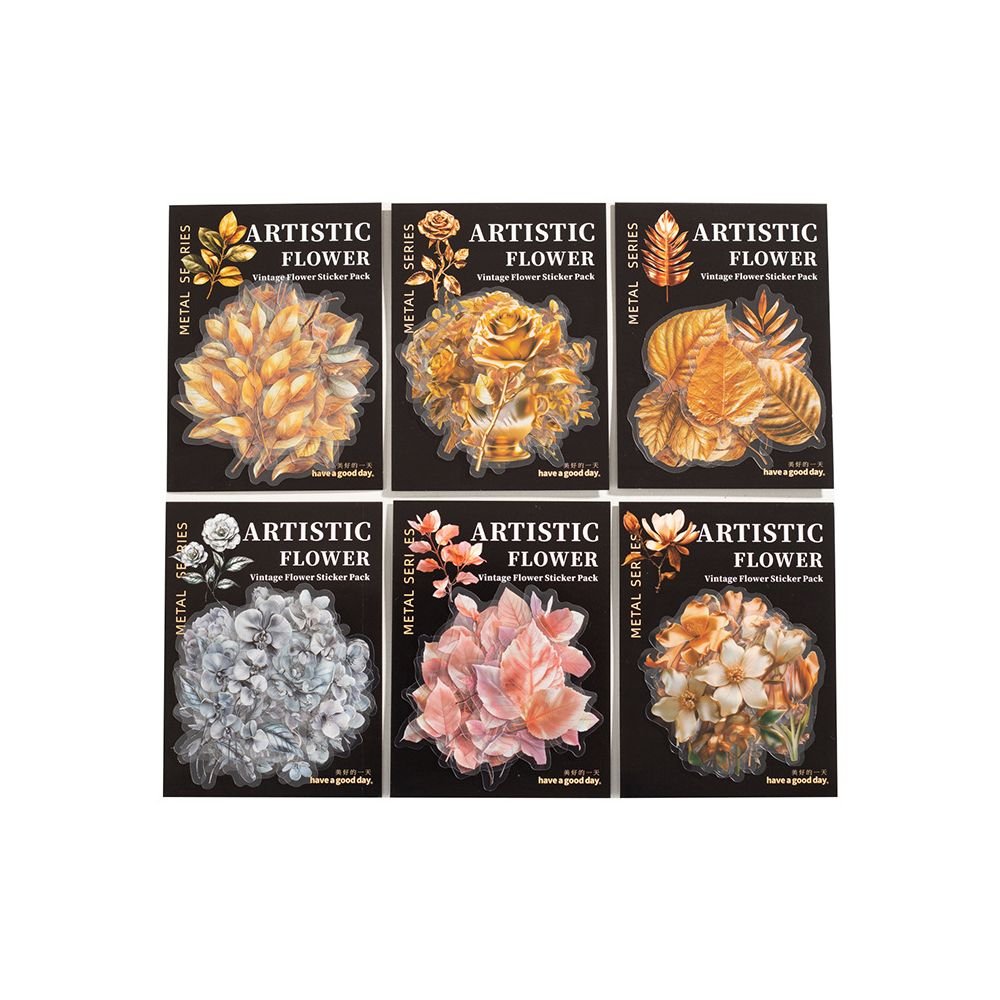 Artistic Floral Shadow Series PET Stickers 6 Styles 15 Pcs - ViktaShop