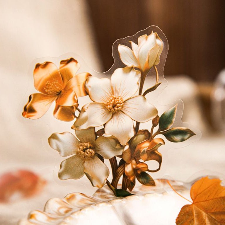 Artistic Floral Shadow Series PET Stickers 6 Styles 15 Pcs - ViktaShop