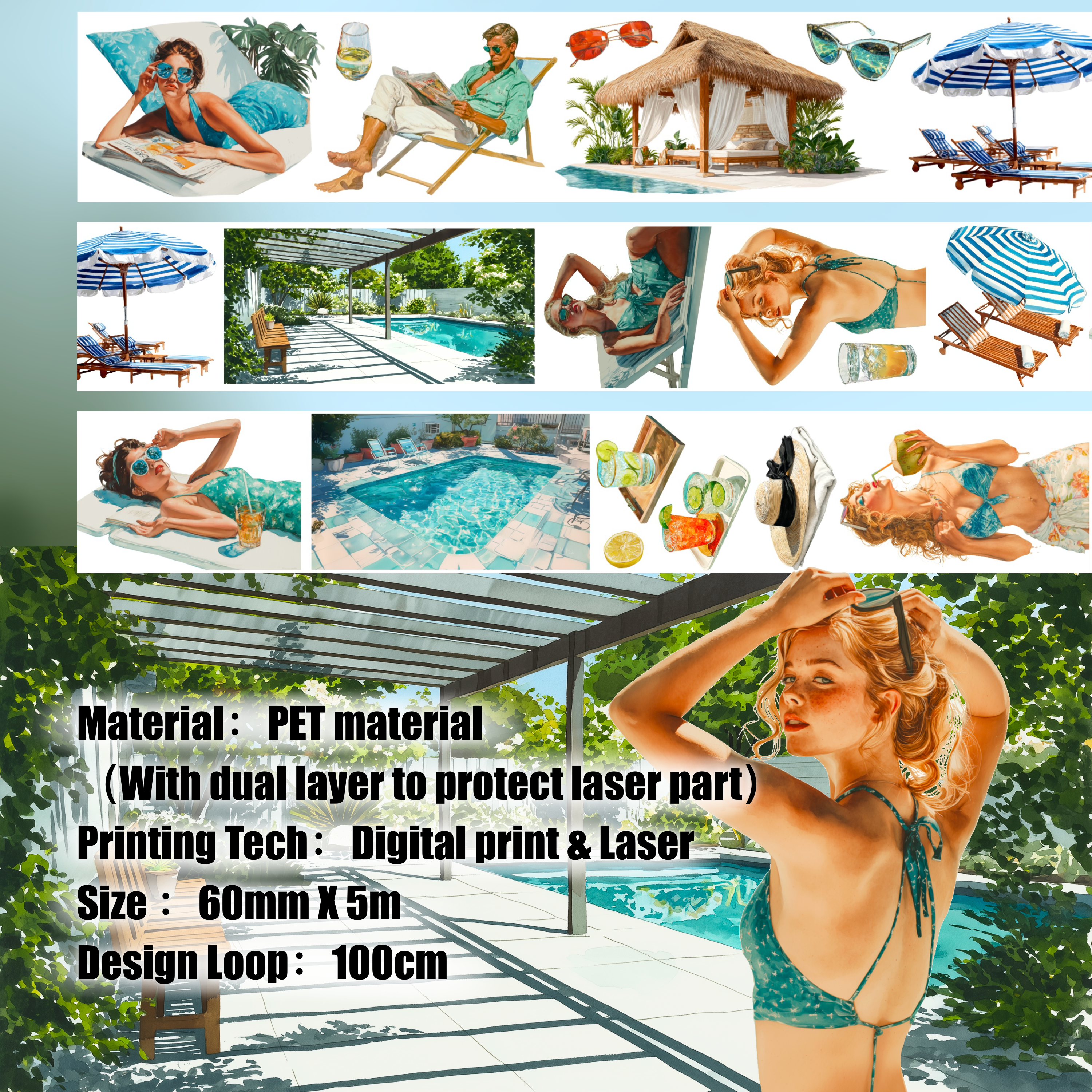 Shiimmer Sunbathing Vol.2 PET Tape 6cm x 1m