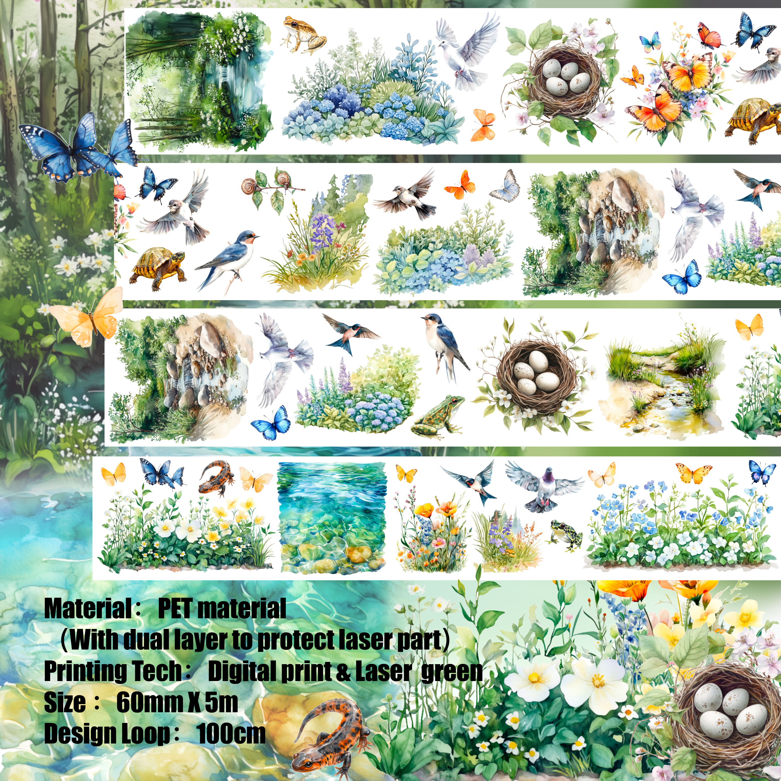 Shiimmer Vibrant Woods PET Tape 6cm x 1m