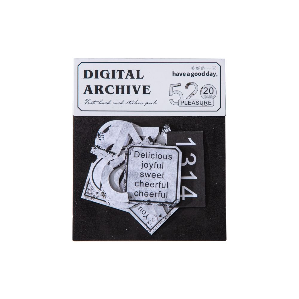 Black and White Text Journal Hard Card Stickers 20 Pcs 4 Designs - ViktaShop