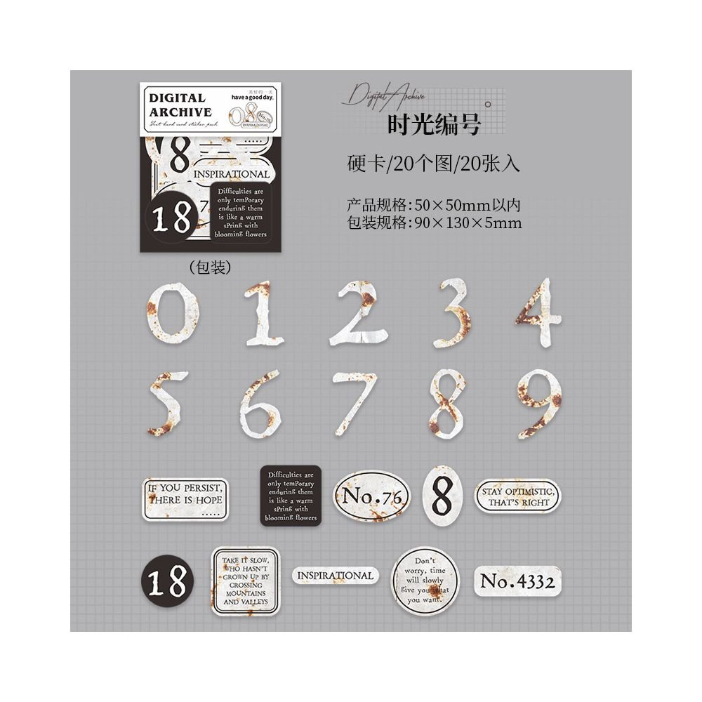 Black and White Text Journal Hard Card Stickers 20 Pcs 4 Designs - ViktaShop