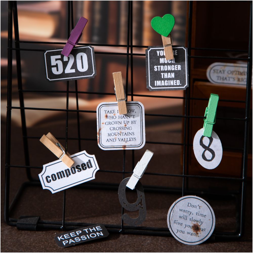 Black and White Text Journal Hard Card Stickers 20 Pcs 4 Designs - ViktaShop