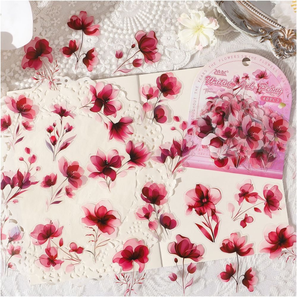 Blooming Flowers and Clouds Series PET Stickers 40 Pcs 6 Styles - ViktaShop