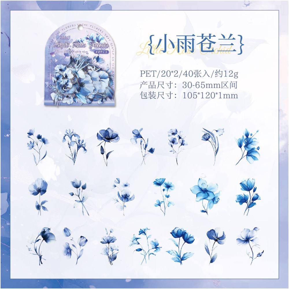 Blooming Flowers and Clouds Series PET Stickers 40 Pcs 6 Styles - ViktaShop