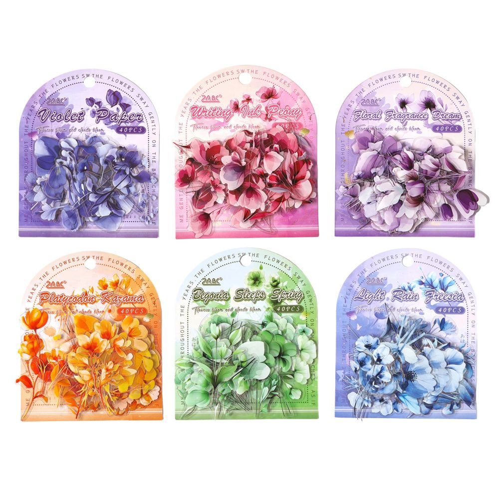 Blooming Flowers and Clouds Series PET Stickers 40 Pcs 6 Styles - ViktaShop