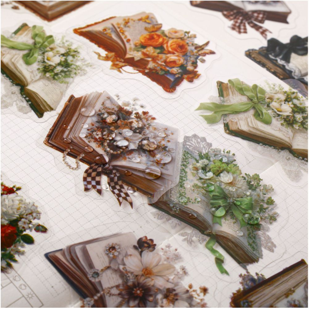 Book and Flower Series Pet Stickers 20 Sheets 6 Designs - ViktaShop