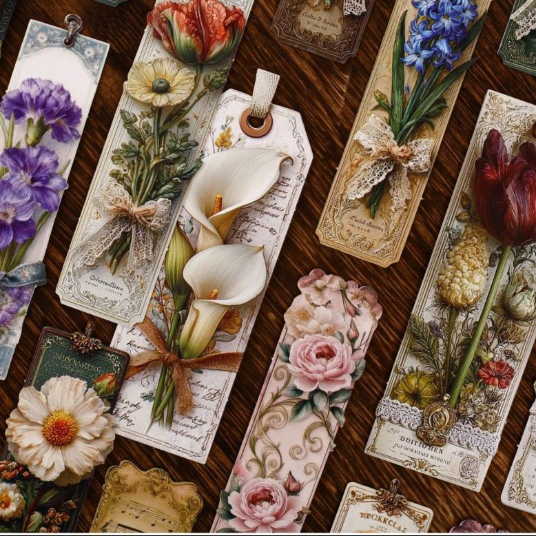 Book Series Vintage Floral Material Paper 15 sheets 6 designs - ViktaShop