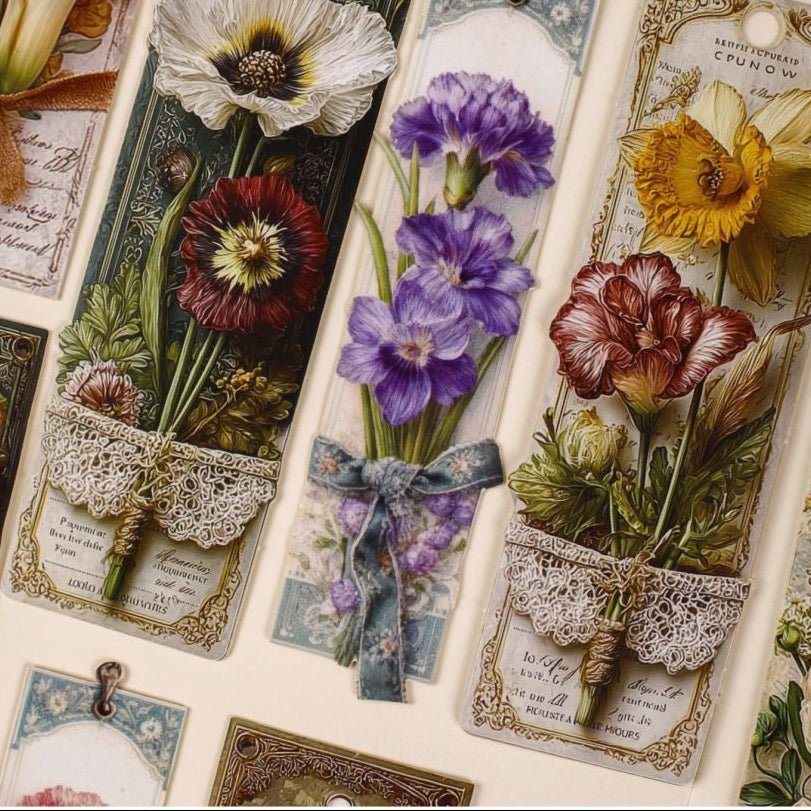 Book Series Vintage Floral Material Paper 15 sheets 6 designs - ViktaShop