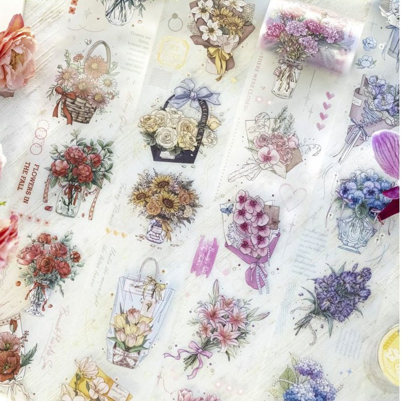 Bouquet Series Flower PET Tape 4 Designs 6cm x 2m - ViktaShop