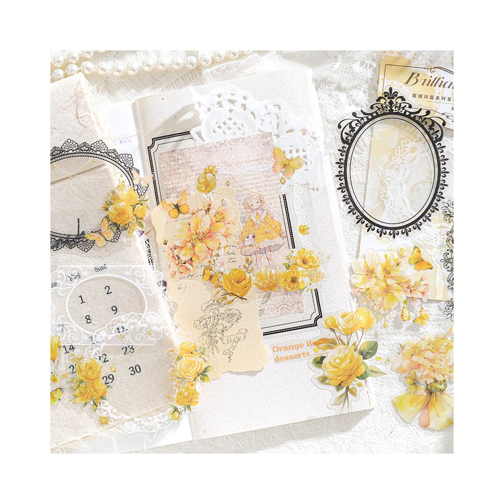 Brilliant Poems Series Vintage Lace PET Stickers 6 Designs 15 Pcs - ViktaShop