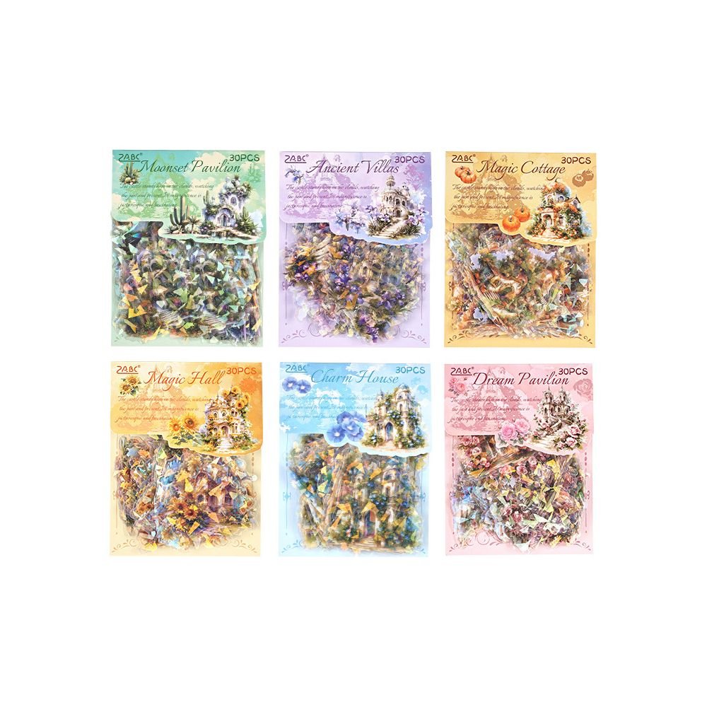Charm House Series Retro style PET Stickers 6 Designs 30 Pcs - ViktaShop