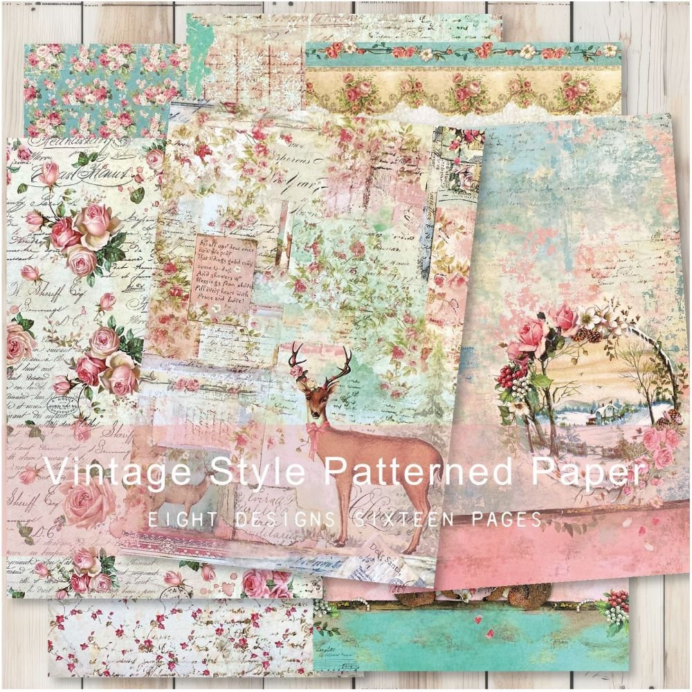 Christmas series material paper 16 Sheets 14cm x 21cm - ViktaShop