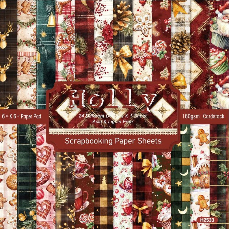 Christmas series material paper 24 Pcs - ViktaShop