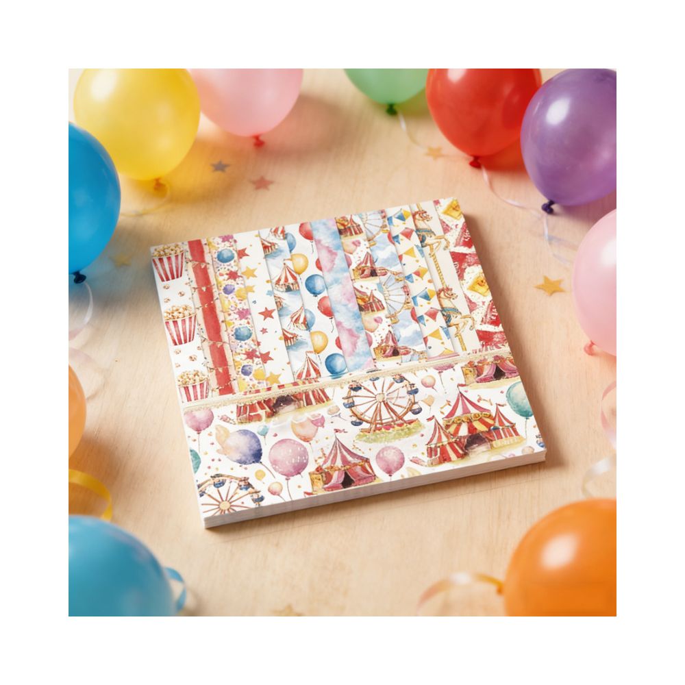 Circus series material paper 24 Sheets 15cm x 15cm - ViktaShop