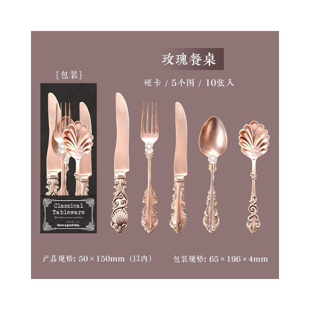 Classic Tableware Retro Hard Card Stickers 6 Styles 10 Pcs - ViktaShop
