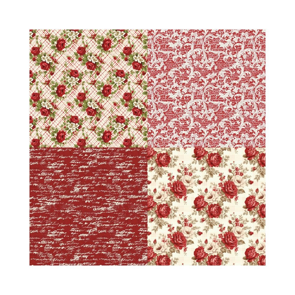 Crimson flower series material paper 24 Sheets 15cm x 15cm - ViktaShop