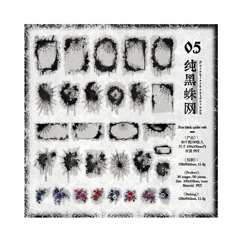 Dark Gothic Series PET Stickers 30 sheets - ViktaShop