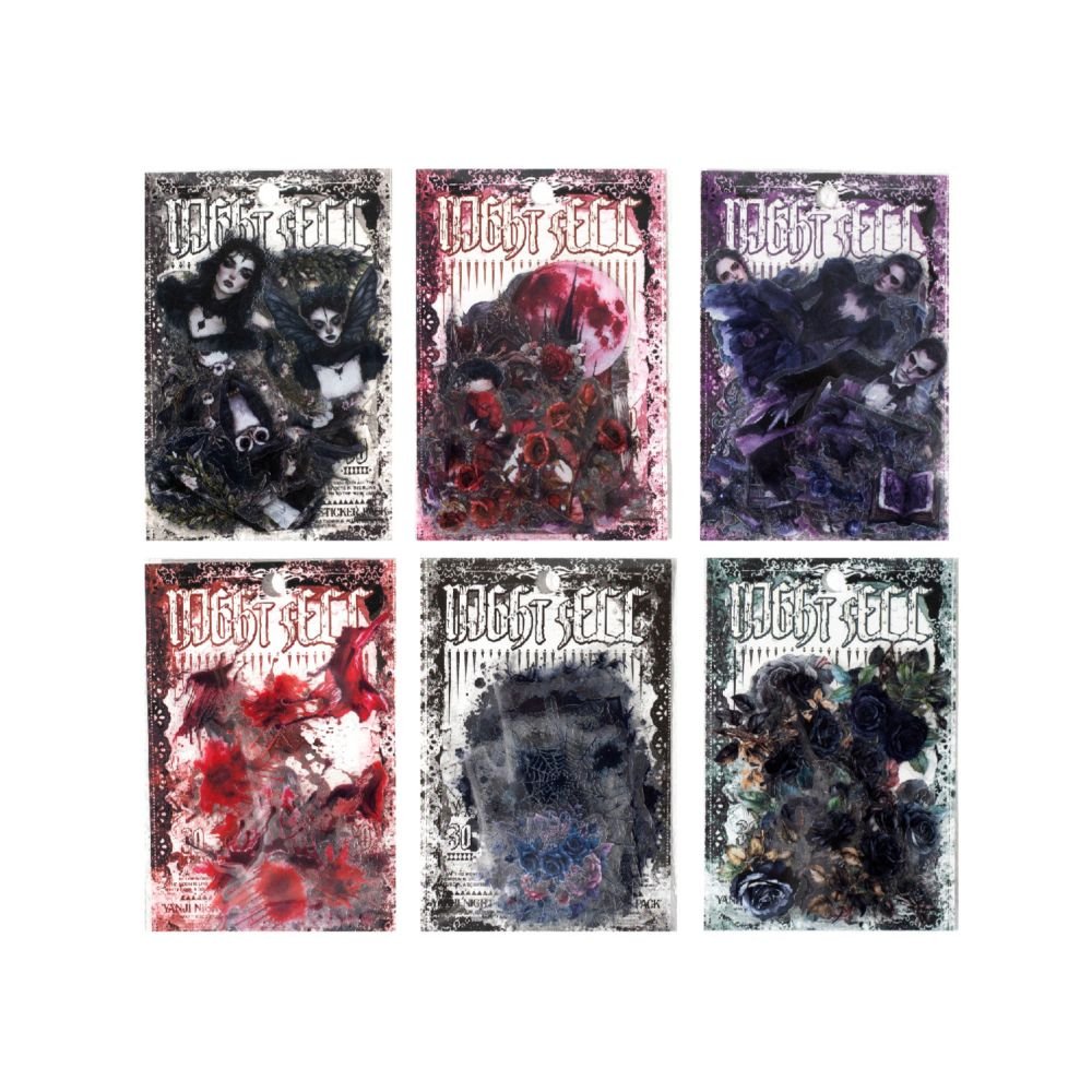 Dark Gothic Series PET Stickers 30 sheets - ViktaShop