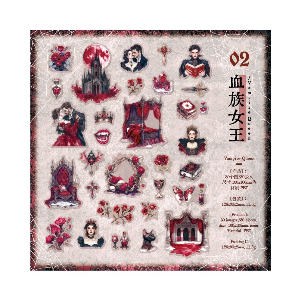 Dark Gothic Series PET Stickers 30 sheets - ViktaShop