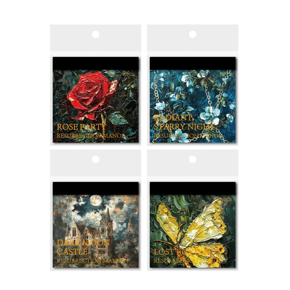 Dark Retro Style Floral Material Paper 30 sheets 8cm x 8cm - ViktaShop