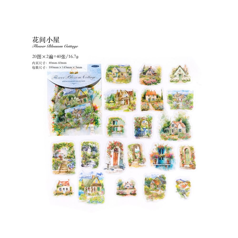 Diary Series Floral and Pastoral PET Stickers 6 Designs 40 Sheets - ViktaShop