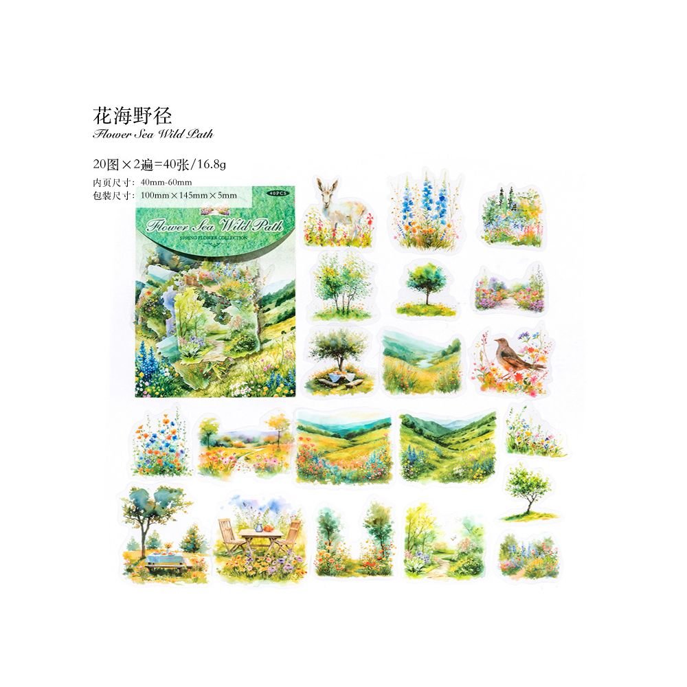 Diary Series Floral and Pastoral PET Stickers 6 Designs 40 Sheets - ViktaShop