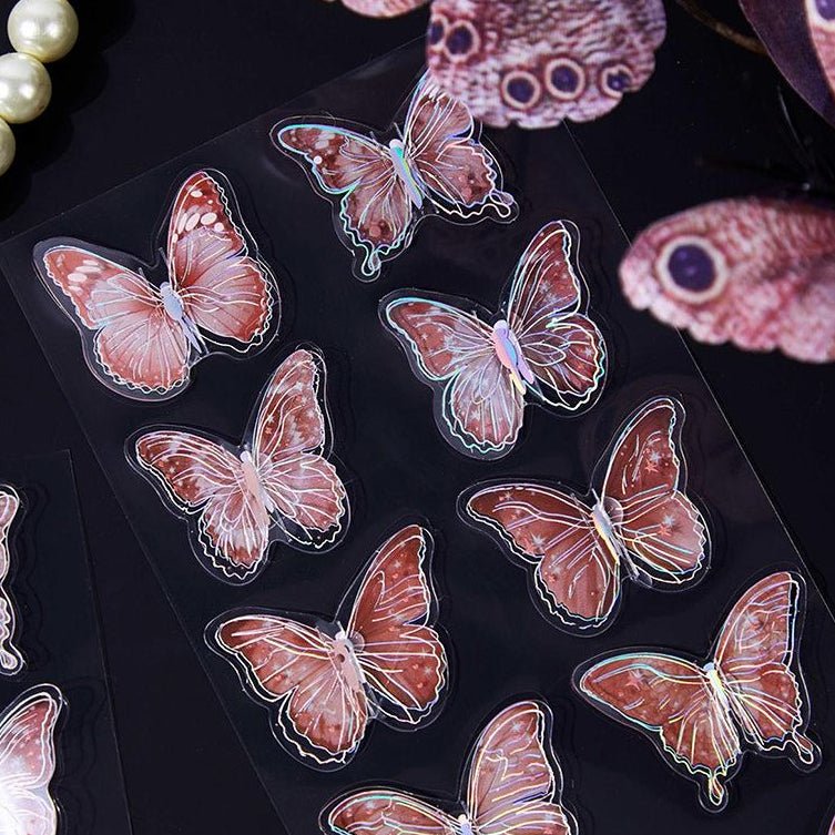 Dream Butterfly Whisper Series 3D PET Stickers 6 Designs 10 Pcs - ViktaShop