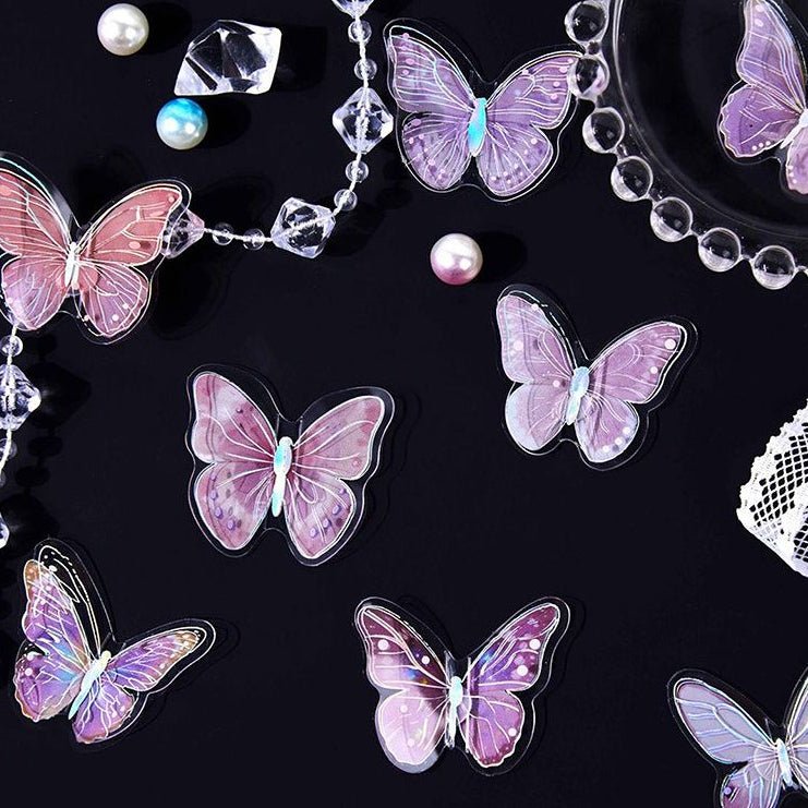 Dream Butterfly Whisper Series 3D PET Stickers 6 Designs 10 Pcs - ViktaShop