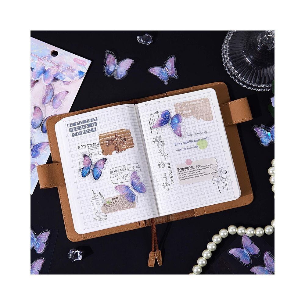 Dream Butterfly Whisper Series 3D PET Stickers 6 Designs 10 Pcs - ViktaShop