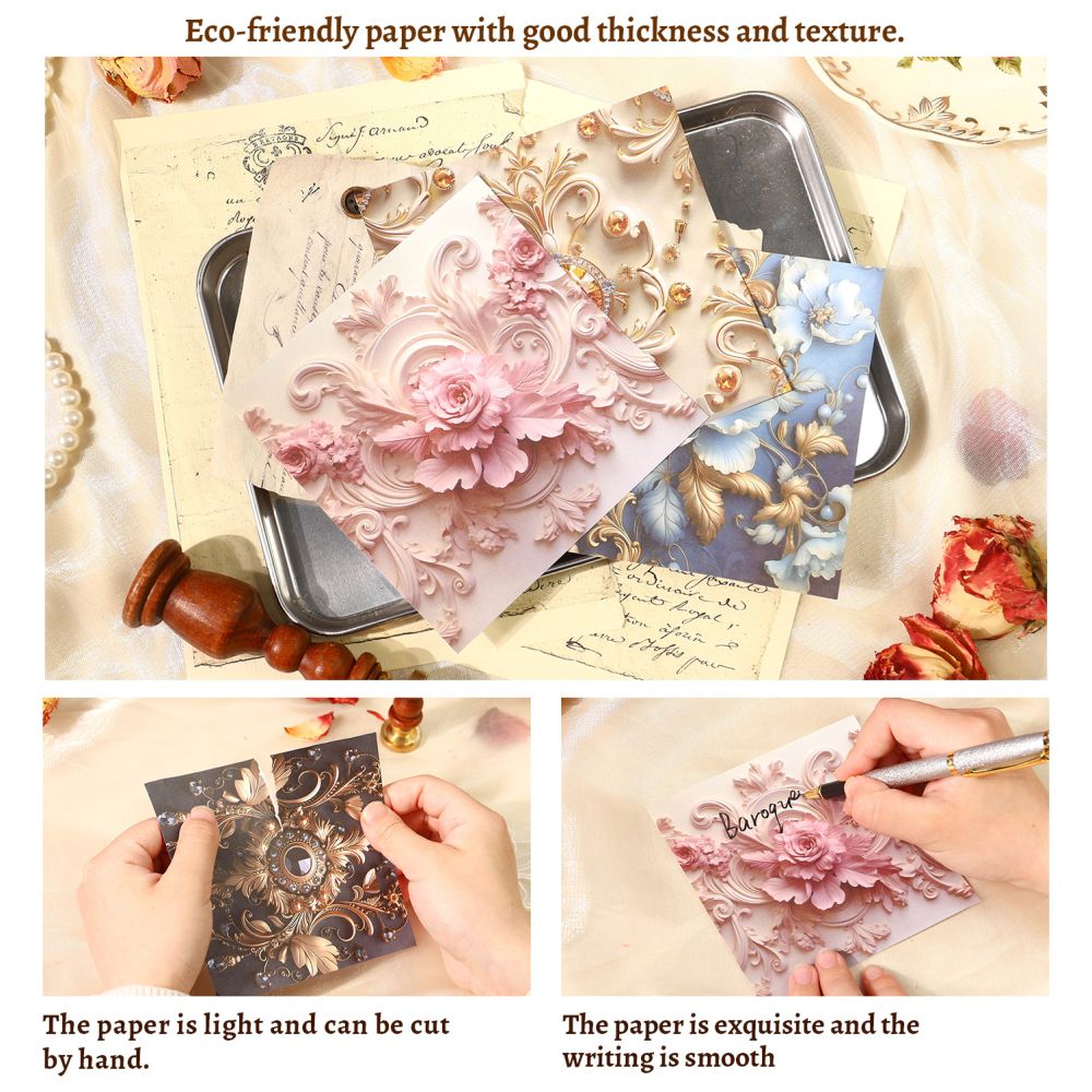Elegant Baroque Series Retro Material Paper 15 Sheets 12cm x 12cm - ViktaShop