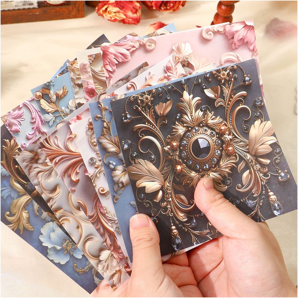Elegant Baroque Series Retro Material Paper 15 Sheets 12cm x 12cm - ViktaShop