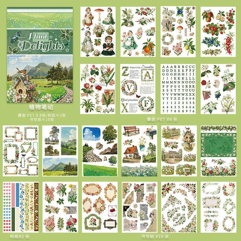 European retro style journal characters sticker book 7 Styles - ViktaShop