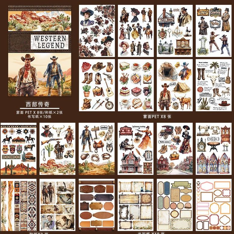 European retro style journal characters sticker book 7 Styles - ViktaShop