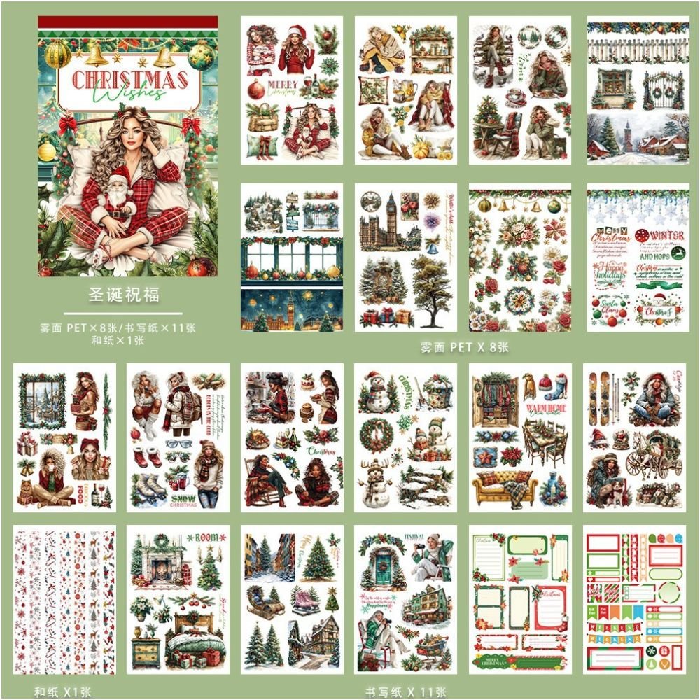 European retro style journal characters sticker book 7 Styles - ViktaShop