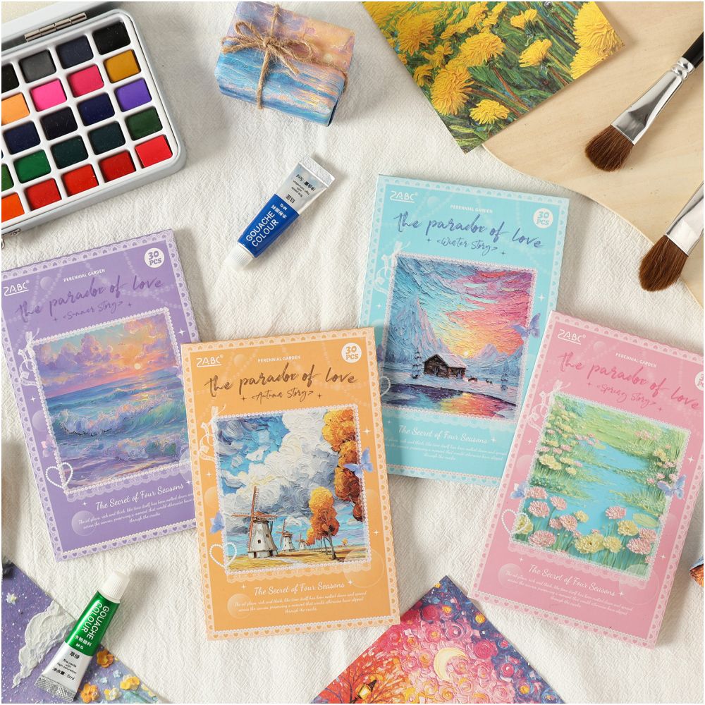 European Style Base Collage Material Paper 4 Designs 30 Sheets - ViktaShop