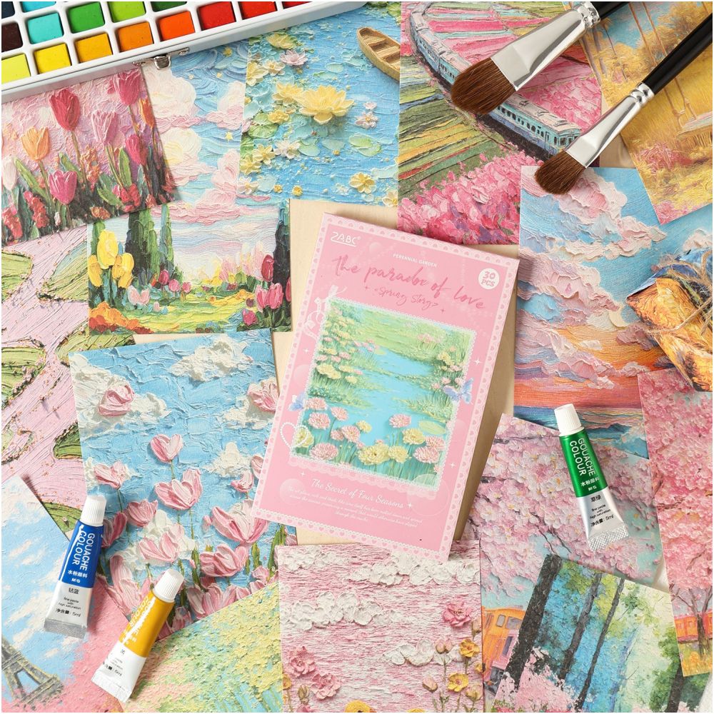European Style Base Collage Material Paper 4 Designs 30 Sheets - ViktaShop
