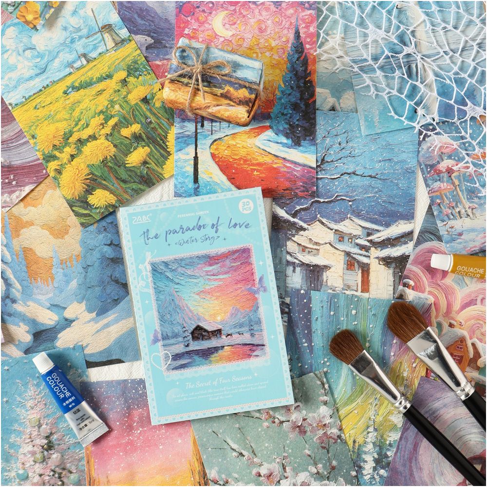 European Style Base Collage Material Paper 4 Designs 30 Sheets - ViktaShop